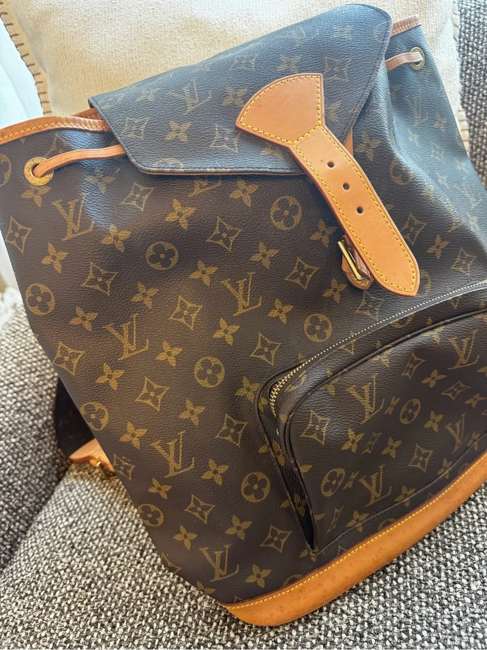 Louis Vuitton Monogram Canvas Backpack in Brown and Tan